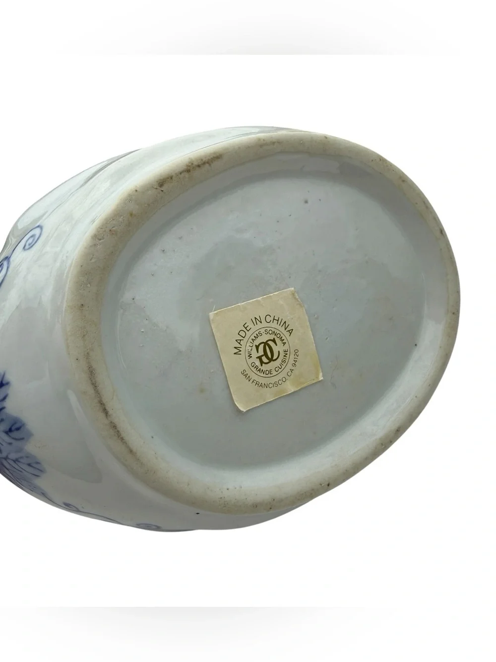 Williams Sonoma Grande Cuisine Blue White Chicken Bud Vase Chinoiserie Decor